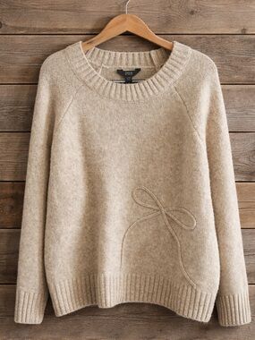 Terra & Sky Women's 1X 16W/18W Bow Stitch Ribbed Crewneck Knit pullover Sweater